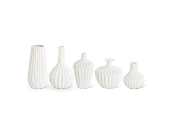 Set Of 5 White Porcelain Accordion Vases Accessories K&K Interiors