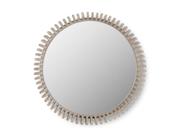 24.25 Inch Round Fir Wood Slat Framed Wall Mirror Mirrors K&K Interiors