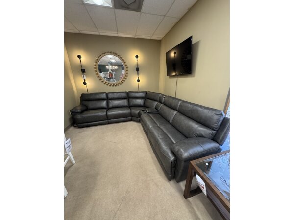 Man Wah Six Piece Leather Sectional Clearance 2